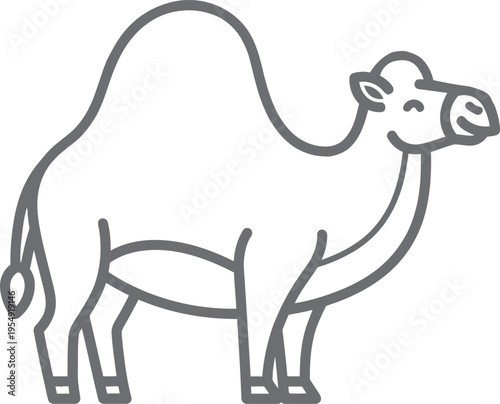 A simple line drawing of a camel standing isolated on transparent background