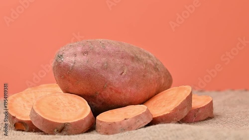 video of a raw sweet potato