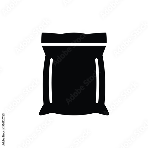 Simple black silhouette of a sealed plastic bag isolated on white