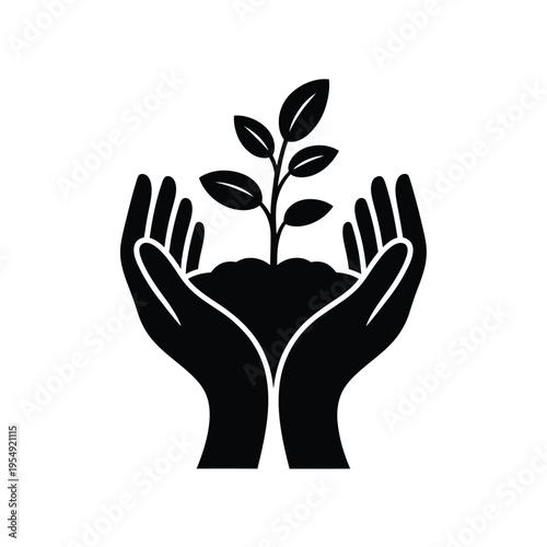 Hands cradling a plant seedling symbolizing growth and environmental care