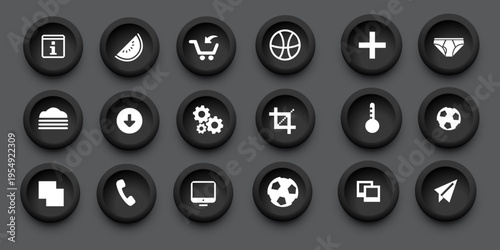 User interface icon set. Basic UI and UX solid icons design. Pack of vector symbol illustration collection
