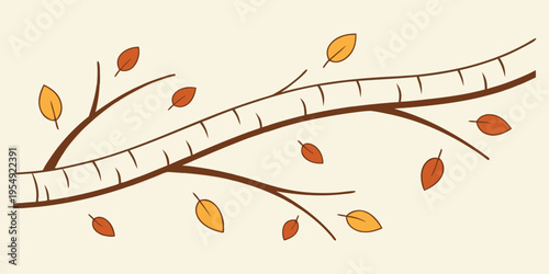 Of a birch tree branch with autumn leaves leaf fall