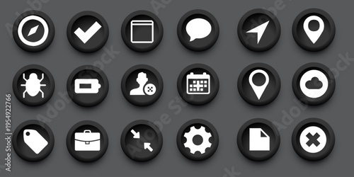 User interface icon set. Basic UI and UX solid icons design. Pack of vector symbol illustration collection