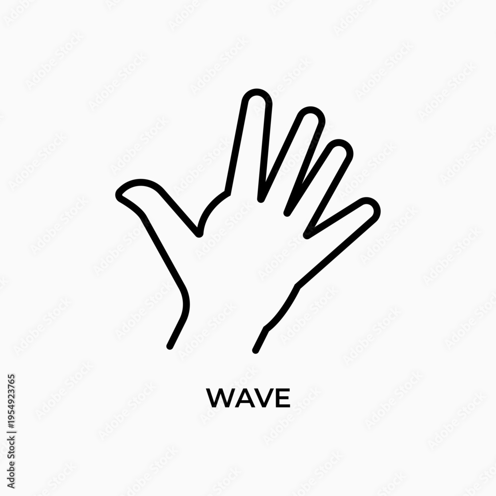 Obraz premium Hand Wave Icon – Greeting, Welcome and Friendly Gesture Symbol