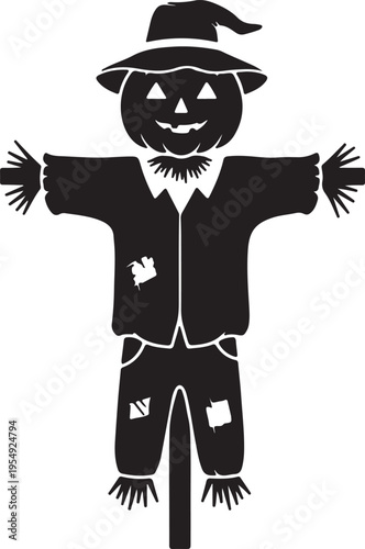 Black scarecrow icon vector isolated PNG with Transparent Background