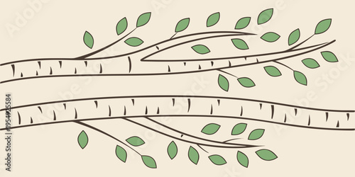 Two brown tree branches flat minimalist birch