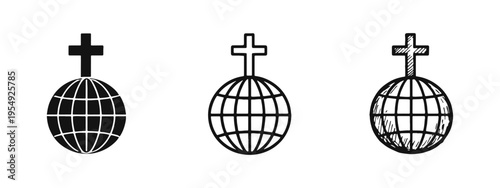 Global Christianity and Evangelism Vector Icons Set