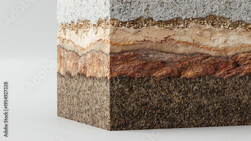 Layered soil and subsurface protection system showing geological structure and foundation safety concept.