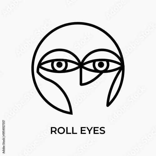 Roll Eyes Icon – Sarcasm, Disbelief and Annoyance Gesture Symbol