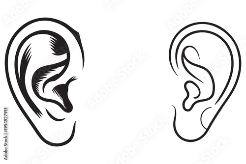 Human ear silhouette icon hearing sense anatomy illustration
