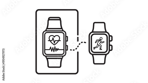 Smartwatch Health Monitoring System Illustration Showing Fitness Tracking Data Integration Digital Healthcare Innovation And Wearable Technology Investment