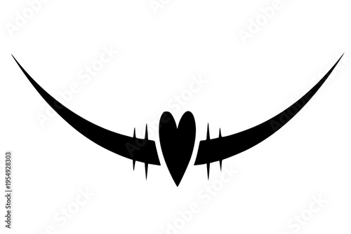 C-Section Scar Symbol Heart Surgical Incision Motherhood Strength Surgery Icon Black Vector Silhouette