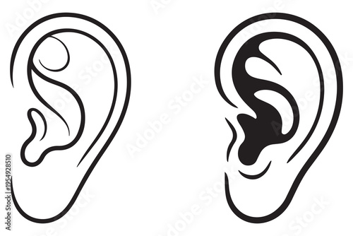 Human ear silhouette icon hearing sense anatomy illustration
