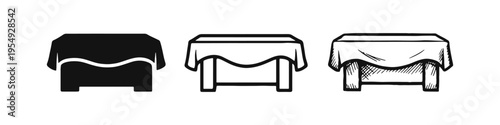 Foto Dining Table with Tablecloth Icon Set