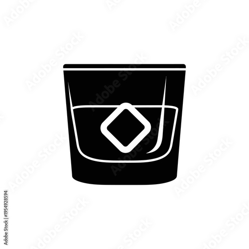 Minimalist Black and White Whiskey Glass Icon