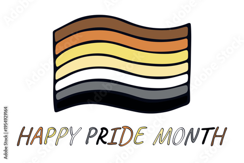 Colorful Bear brotherhood pride flag Happy pride day LGBTQ community Pride Month Vector hand drawn doodle for posters, stickers, logo, cards