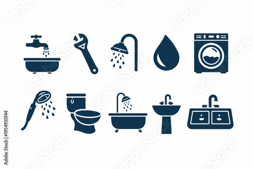 Bathroom and laundry plumbing icons