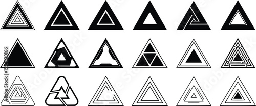 Triangle design silhouette collection, on white background.