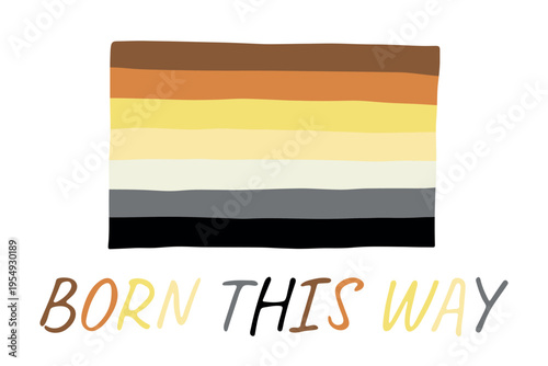 Colorful Bear brotherhood pride flag Happy pride day LGBTQ community Pride Month Vector hand drawn doodle for posters, stickers, logo, cards