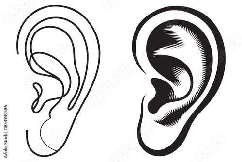 Human ear silhouette icon hearing sense anatomy illustration
