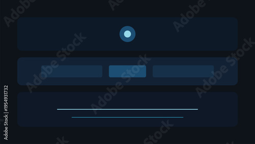 Premium dark dashboard UI background with icy cyan bands, centered composition and refined geometry for SaaS analytics platforms