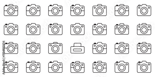 Grid of Camera Icons with One Unique Device Icon for Contrast and Design