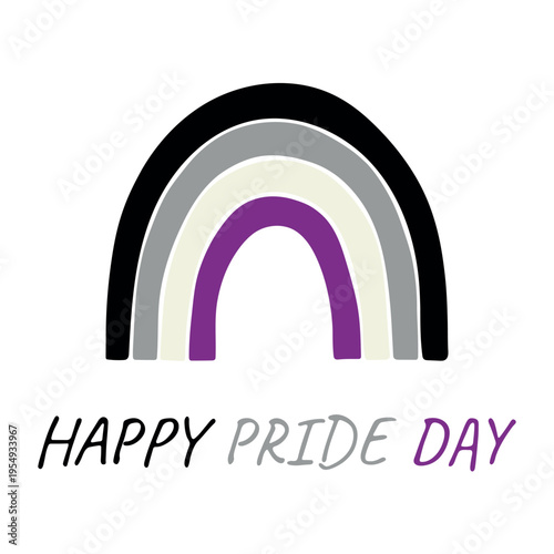 Colorful rainbow shape Asexual pride flag Happy pride day LGBTQIA community Pride Month Vector hand drawn doodle for posters, stickers, logo, cards