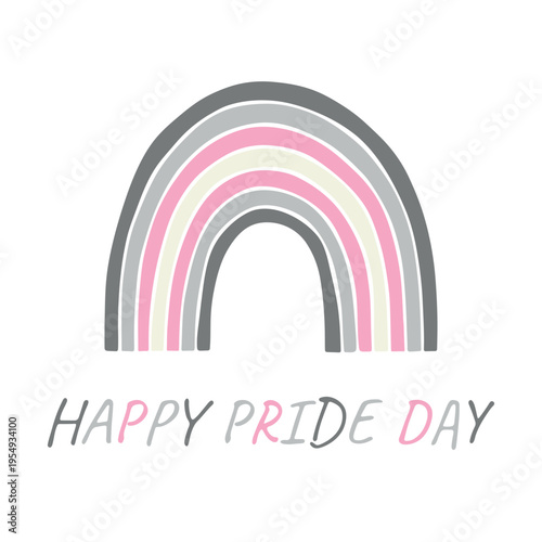 Colorful rainbow shape Demigirl pride flag Happy pride day LGBTQIA community Pride Month Vector hand drawn doodle for posters, stickers, logo, cards
