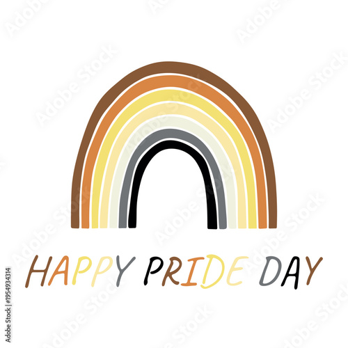 Colorful rainbow shape Bear brotherhood pride flag Happy pride day LGBTQIA community Pride Month Vector hand drawn doodle for posters, stickers, logo, cards