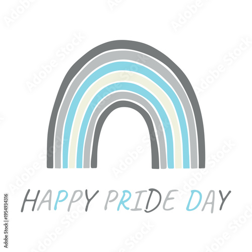 Colorful rainbow shape Demiboy pride flag Happy pride day LGBTQIA community Pride Month Vector hand drawn doodle for posters, stickers, logo, cards