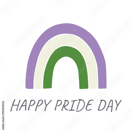 Colorful rainbow shape Genderqueer pride flag Happy pride day LGBTQIA community Pride Month Vector hand drawn doodle for posters, stickers, logo, cards