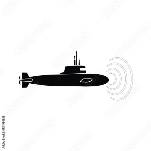 Submarine emitting sonar waves underwater 1.