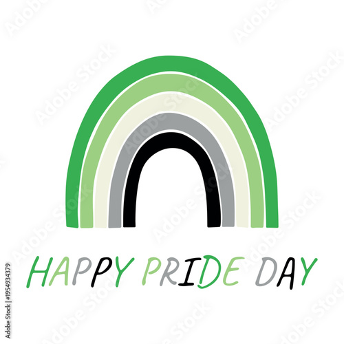 Colorful rainbow shape Aromantic pride flag Happy pride day LGBTQIA community Pride Month Vector hand drawn doodle for posters, stickers, logo, cards