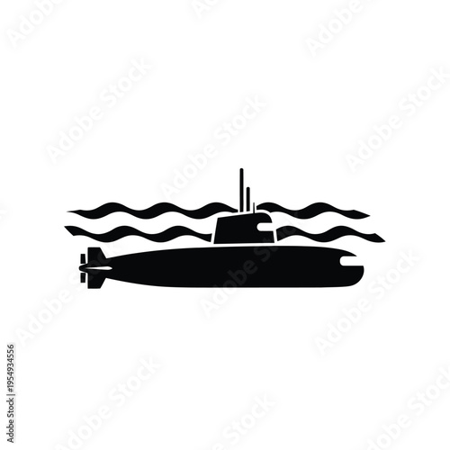 Submarine silhouette in water 1.