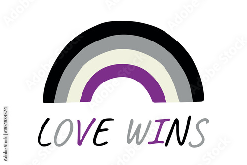 Colorful rainbow shape Asexual pride flag Happy pride day LGBTQIA community Pride Month Vector hand drawn doodle for posters, stickers, logo, cards