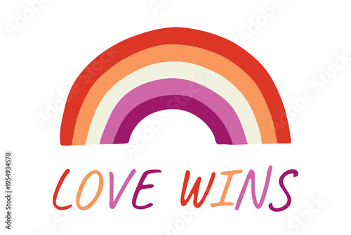 Colorful rainbow shape Lesbian pride flag Happy pride day LGBTQIA community Pride Month Vector hand drawn doodle for posters, stickers, logo, cards