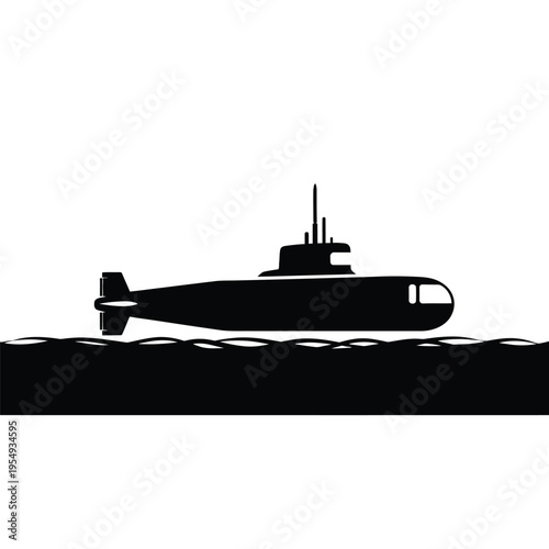 Submarine silhouette on water surface 3.