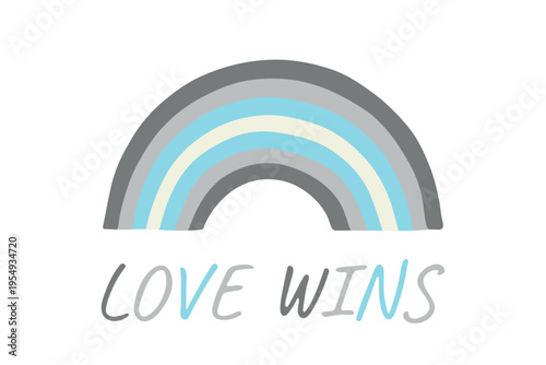 Colorful rainbow shape Demiboy pride flag Happy pride day LGBTQIA community Pride Month Vector hand drawn doodle for posters, stickers, logo, cards