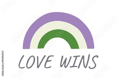 Colorful rainbow shape Genderqueer pride flag Happy pride day LGBTQIA community Pride Month Vector hand drawn doodle for posters, stickers, logo, cards