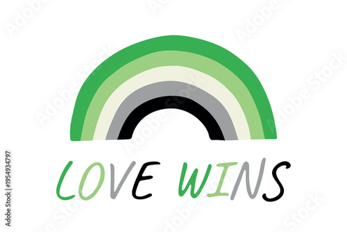 Colorful rainbow shape Aromantic pride flag Happy pride day LGBTQIA community Pride Month Vector hand drawn doodle for posters, stickers, logo, cards