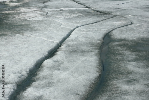 Snow texture with waves and barkhans. The frozen sea