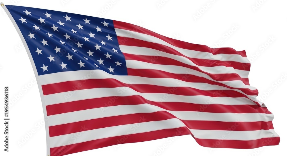 Obraz premium Waving american flag on white background