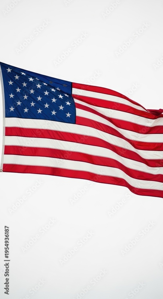 Fototapeta premium Waving american flag on white background