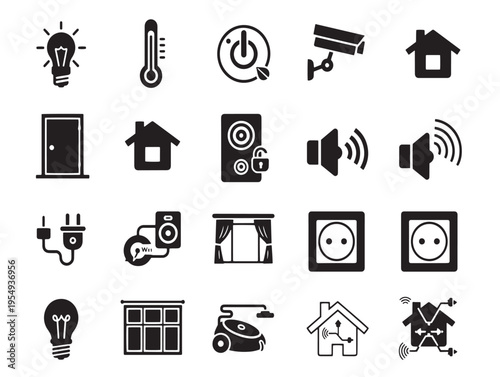 A collection of smart home and technology icons