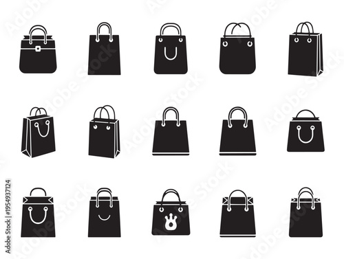 Collection of various black handbags