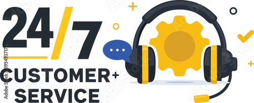 24/7 Customer Service Support Illustration.