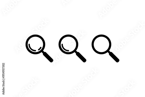 Magnifying glass search zoom icon set minimal