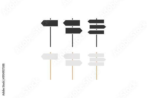Directional signpost arrows icon set outline and filled