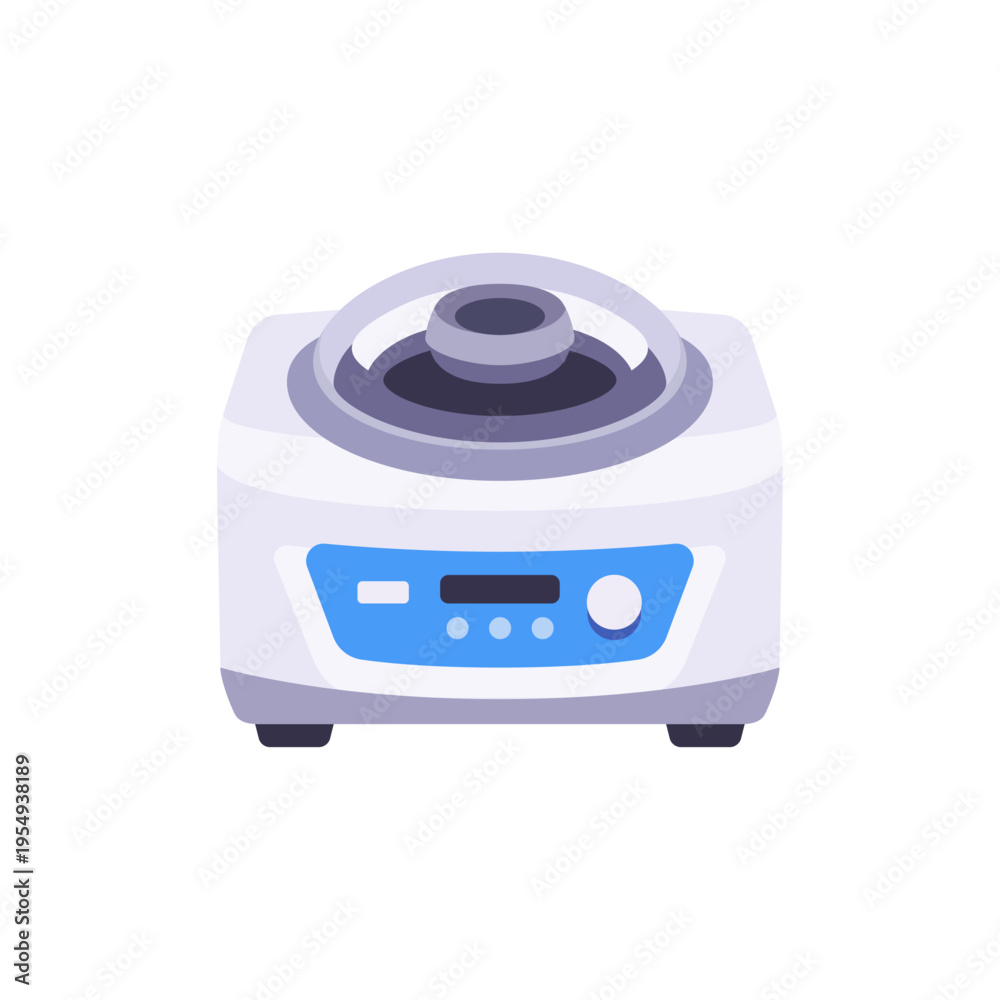 Fototapeta premium white blue centrifuge, laboratory equipment, colorful vector flat style illustration