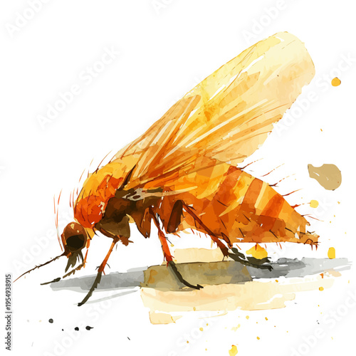 Flea, clipart watercolor vector, isolated on a white background.